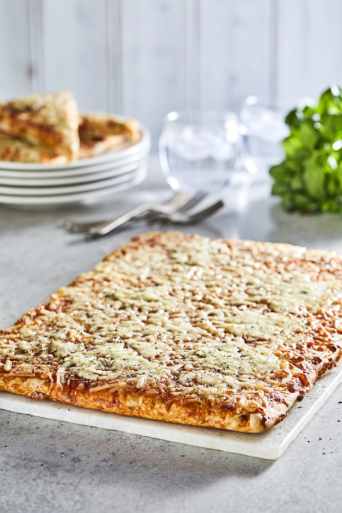 11 by 15 inch wholemeal cheese and tomato pizza slab — wholesale foodservice product from Rylance Farm Foodservice for schools, care homes and hospitality